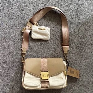 Steve Madden Beige and White Crossbody Bag